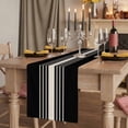 thumbnail image 2 of Black Beige Striped Table Runner 108 Inches Long,Modern Farmhouse Retro Lines Cotton Linen Table Runners Dresser Scarves,Decorative Tabletop Scarf Furniture Cover for Home Dinner Party 13"x108", 2 of 8