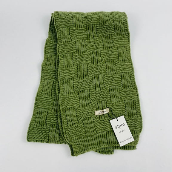 alpto 70 Inches Scarf Green Knitted Warm Scarf for Men and Women