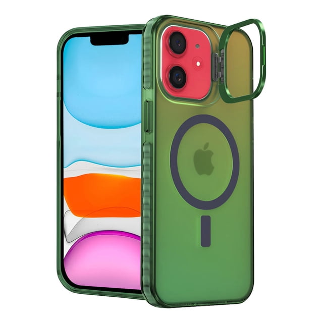 Funda Case Carcasa Tornasol Color Verde Con Soporte Premium Para iPhone 11 Compatible Con Magsafe