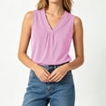 thumbnail image 6 of ClodeEU Women's V Neck Pleated Sleeveless Tank Top, Casual Loose Fit Blouse Pink,Women's Plus XXL, 6 of 8