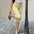 thumbnail image 4 of Women's Capri Leggings with Fold-over Waistband, Sexy Slim Fit Yoga Pants, Stretchy Ruched Workout Trousers for Gym and Running, 4 of 7