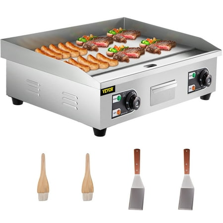 VEVORbrand Electric Countertop Flat Top Griddle  26  Teppanyaki Grill  3200W Commercial Electric Griddle  Stainless Steel Electric Countertop Griddle with Drip Hole  50-300? Countertop Griddle