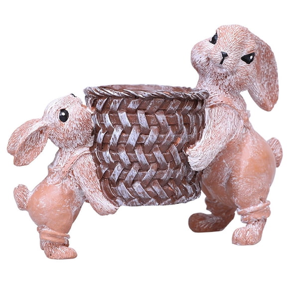 TanSiDing Easter Basket Decorations, Bunny Resin Table Centerpiece, Festive Holiday Home Decor, Handcrafted Ornament for Living Room, Dining Table, Garden Party