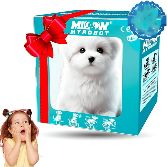 BESTSKY Robot Puppy,Realistic Robot Puppy,Toy Dogs That Walk and Bark,Interactive Plush Pet Kids Toys,Battery Realistic Barking Dog Toy Walking Electronic Pets (white)