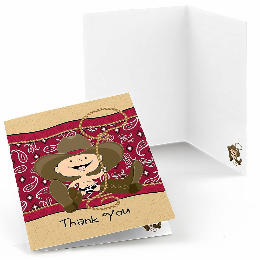 Cute Cowboy Personalized Birthday Party Thank You Cards
