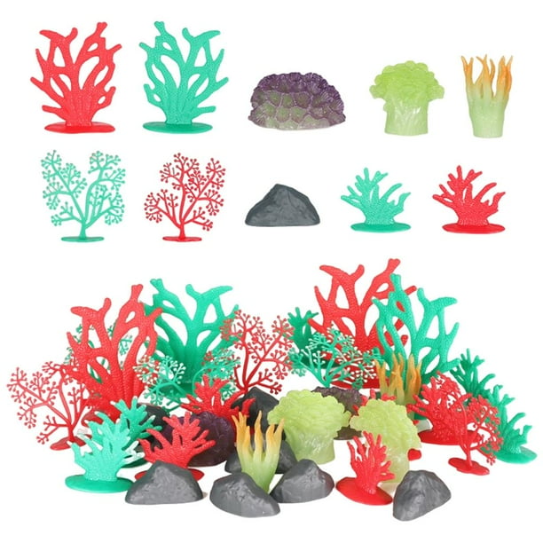 32 Piezas de Acuario, Pecera, Plantas Artificiales, Decoración , Accesorios para Bonsái, Decoración Yuyangstore Figuras de piezas de acuario