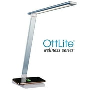 OttLite Entice LED Desk Lamp with Wireless Charger & USB, Book Light, Desk Light, Reading Light, Foldable Arm & Shade, Touch Controls, 3 Color Temp, ClearSun LED, Lamps for Home Office, Light Blue
