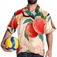 thumbnail image 4 of Peach Men's Casual Printed Poplin Short Sleeve Button Down Beach Shirt with Spread Collar Top, 4 of 6