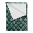 thumbnail image 2 of Damask Soft Flannel Fleece Blanket, French Pattern Inspired by Rococo Era Designs Intricate Renaissance Motifs, Cozy Plush for Indoor and Outdoor Use, 60" x 80", Dark Teal Eggshell, by Ambesonne, 2 of 5