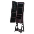 thumbnail image 4 of Full Mirror Wooden Floor Standing 3-Layer Shelf, 4 Drawers, 8 Blue LED Lights, Jewelry Storage, Adjustable Arc Mirror Cabinet - Dark Brown, 4 of 15