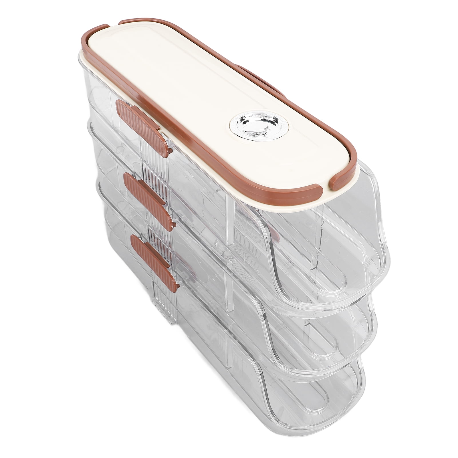 3-Layer Rolling Egg Storage Box, Automatic Dispenser with Lid for Refrigerator