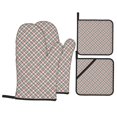 thumbnail image 1 of YFYANG Mitaines de Four et Supports de Pot Ensembles 4 Pcs, Antidérapant Résistant à la Chaleur Geometric Checkered Stripes Kitchen Tapis de Pot pour Cuisson et Pâtisserie, 1 of 8