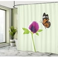thumbnail image 4 of Ambesonne Butterfly Shower Curtain, Flower Winged Animal Art, 69"Wx70"L, Pastel Green Dark Magenta, 4 of 4