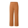 thumbnail image 5 of LIIPEE Womens Pants Casual Solid Color Ankle Straight-Leg Pull-On Khakis Female Mid Elastic Waist Regular Soft Daily Breathable Comfortable Pants With Pockets,S, 5 of 5