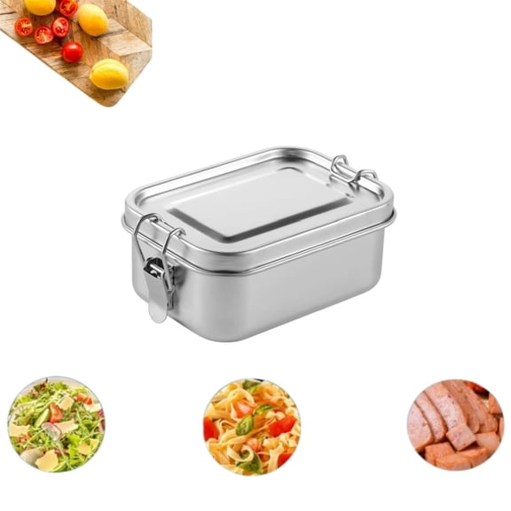 QZS Stainless Steel Bento Box,1pcs Metal Bento Lunch Box Stainless Steel Food Storage Container,Lockable Clips to Leak Proof,Dishwasher Safe
