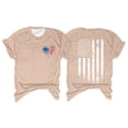 thumbnail image 2 of Hauts d'Été pour Femmes, Tenues de 4 Juillet 2024, Mode Féminine, Col Rond, Manches Courtes, Imprimé Drapeau Américain, Beige, 2 of 3
