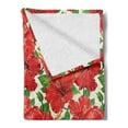 thumbnail image 2 of Hawaii Soft Flannel Fleece Blanket, Botanic Inspirations Floral Bouquet Hand Drawn Red Hibiscuses Retro Theme, Cozy Plush for Indoor and Outdoor Use, 50" x 70", Beige Fern Green Red, by Ambesonne, 2 of 5