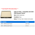 thumbnail image 2 of Cabin Air Filter - Compatible with 2003 - 2008 Hyundai Tiburon 2004 2005 2006 2007, 2 of 2