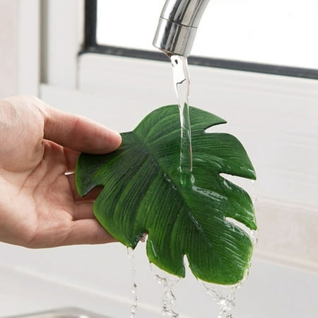

6Pc Tropical Artificial Palm Leaves Coasters Cup Bowl Pad Mat Coffee Tea Cup Mats Drink Coasters Hawaii Theme -Green