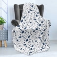 thumbnail image 4 of Floral Country Soft Flannel Fleece Throw Blanket, Illustration of Meadow Branch Silhouettes Twigs Autumn Leaves, Cozy Plush for Indoor and Outdoor Use, 50" x 60", Night Blue and White, by Ambesonne, 4 of 5