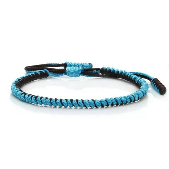 K-KED Blue Braided Bracelets - Woven Thread Tibetan Bracelet Men Adjustable Bangles-Blue Coffee