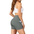 thumbnail image 4 of Domuza High Waisted Biker Shorts for Women Tummy Control Fitness Athletic Workout Running Yoga Gym Shorts Dark Gray 2XL, 4 of 4