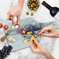 thumbnail image 4 of Skull Cutting Board, Grunge Illustration of Human Skull Dragonfly with Watercolor Splash Sketchy, Tempered Glass Cutting and Serving Board, Wine Bottle Shape, Purple Pink Black, by Ambesonne, 4 of 5