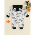 thumbnail image 3 of Biezeib Baby Girl Boy Halloween Romper Bat Print Long Sleeve Full Length Hooded Jumpsuit for Fall, 3 of 6