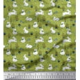 thumbnail image 1 of Soimoi Green Poly Georgette Fabric Mushroom,Oaknut & Rabbit Animal Printed Craft Fabric by The Yard 52 Inch Wide, 1 of 3