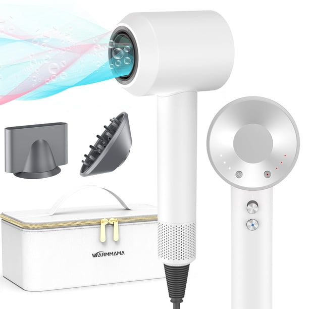 Secador de pelo (2025), nuevo, warmmama, secador de pelo iónico de alta velocidad para cabello rizado, secador de pelo portátil silencioso con control térmico, difusor y boquilla para viajes en casa,