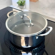 Lexi Home 4.8-Quart Diamond Tri-Ply Non Stick Casserole Pot with Glass Lid Stainless Steel Cookware