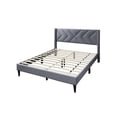 thumbnail image 2 of Reno Queen Size Bed- Modern X Channel Tufted Gray Velvet Upholstery, 2 of 6