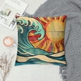 thumbnail image 2 of Orinice Wave Sun Symbolism Graphic Decorative Pillow Cover for Home Couch Living Room Bed Sofa 22x22in, 2 of 5