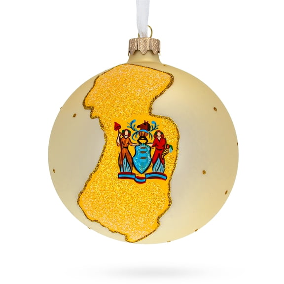 New Jersey State, USA Glass Ball Christmas Ornament 4 Inches
