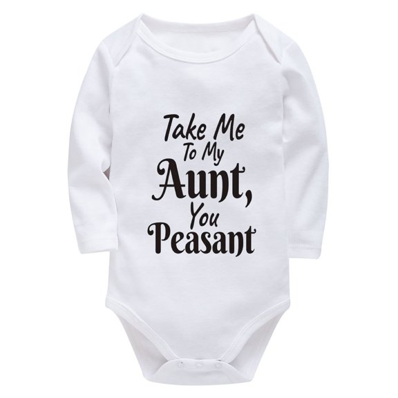 Take Me To My Aunt You Peasant Onesie for Newborn Long Sleeve Come Home Outfit Newborn Boy White Boy Onsies3-6 Months