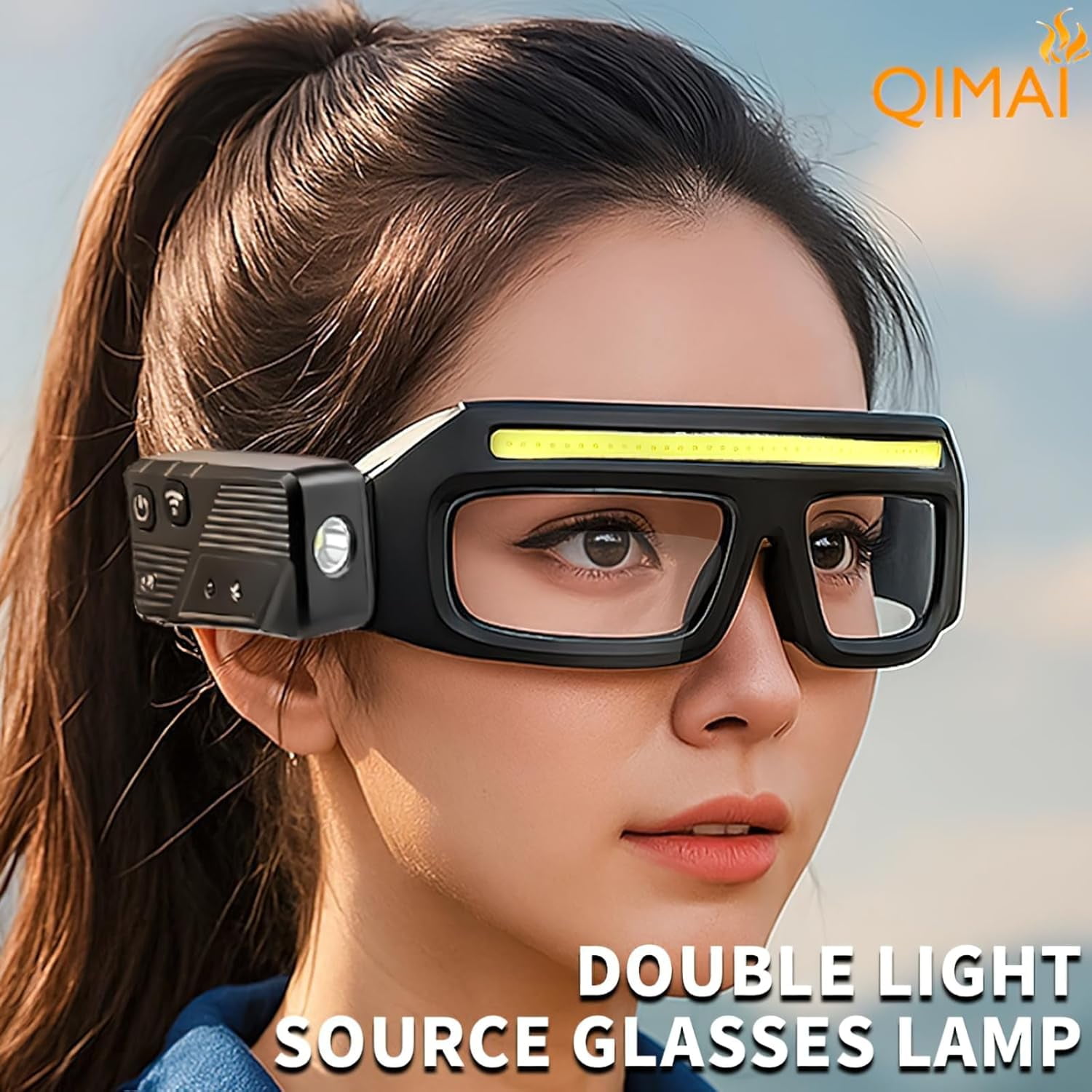 Rechargeable LED Headlight Glasses – Motion Sensor & Touch Control Light Up Eyewear, 5 Modes USB-C Charging, IPX4 Waterproof for Running, Camping, Fishing & Cycling (RL Blue 1 PC)