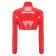thumbnail image 4 of Top corto de charol brillante para mujer, cuello levantado, manga larga, cremallera frontal, manga en el brazo, Top ajustado, ropa para fiesta Rave, 4 of 5