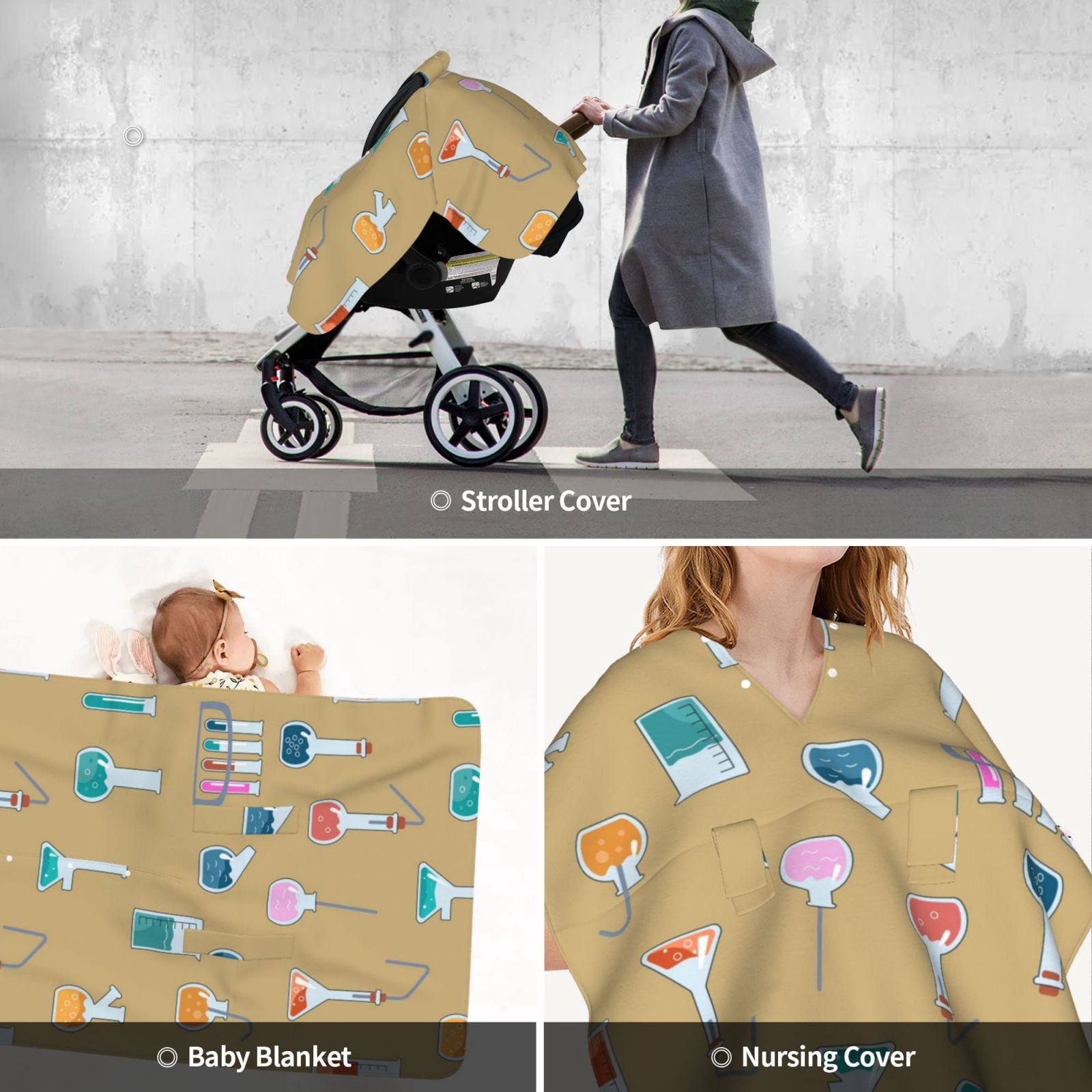Car Seat Cover Baby - Chemistry Class Breathable Infant Car Seat Cover for Baby Carseat, Lightweight Comfort Baby Essentials Must Haves Newborn Stuff for Girl Boy