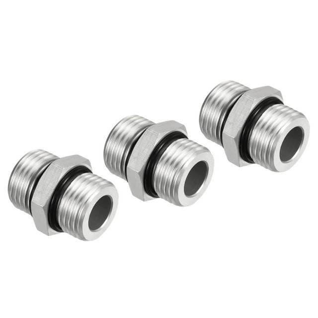 Unique Bargains G1/2 x G1/2 Raccords Adaptateur de Tuyau Fileté Mâle Raccord de Tuyau Hexagonal Ton Argent