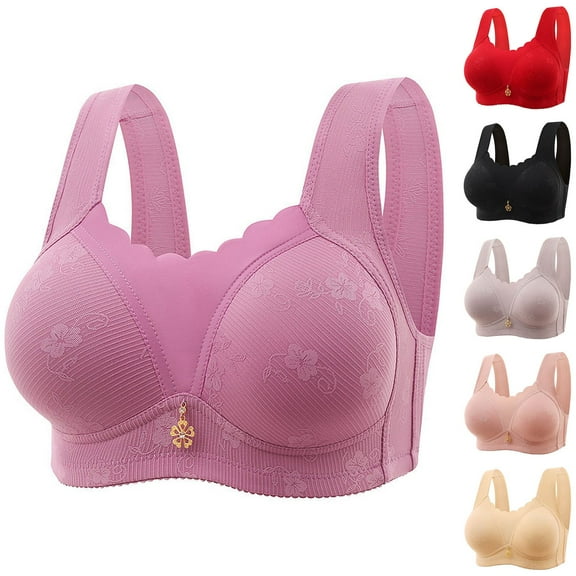 TAGOLD Womens Summer Plus Size Brs,Push Up Casual Bra for Womens,Ladies New Solid Color Floral Pattern No Steel Ring Push Up Everyday Bra