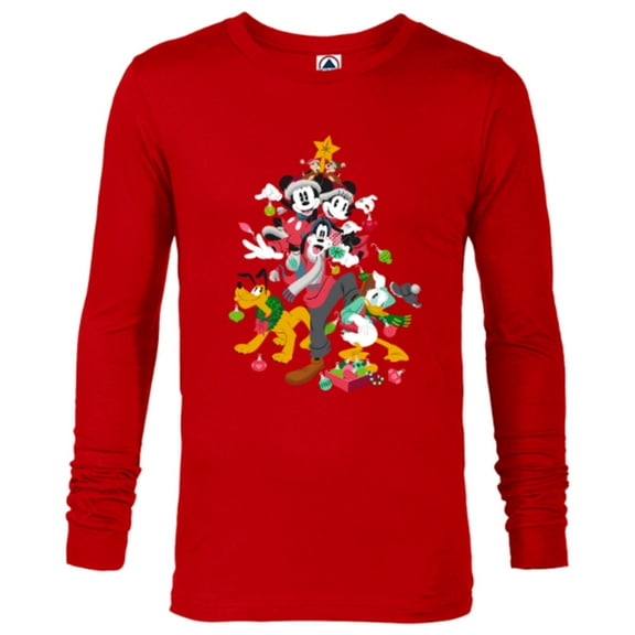 Disney Mickey Minnie Goofy Pluto Chip Dale Christmas Tree - Long Sleeve T-Shirt for Men – Customized-New Red