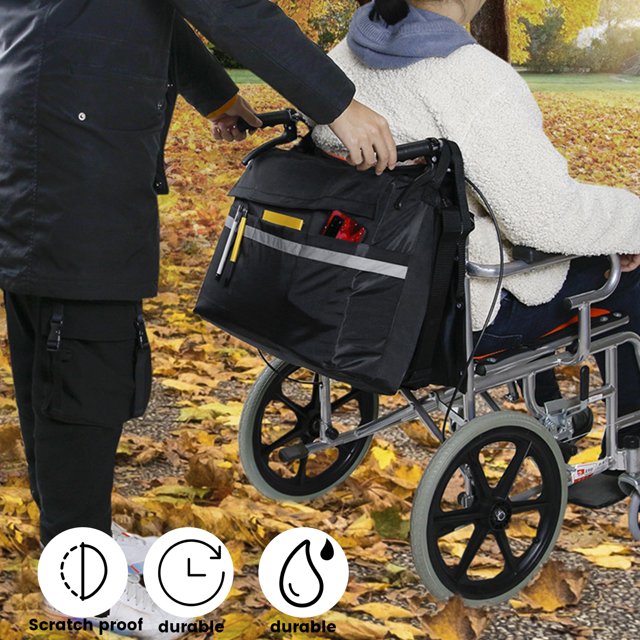 JTWEEN Wheelchair Bag Detachable Wheelchair Pouch Waterproof Walker Storage Pouch with Secure