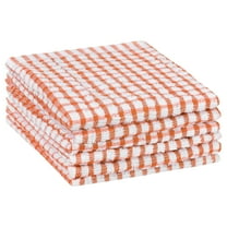 Unique Bargains Checked Cotton Washable Dish Cloth Kitchen Tea Towels 11" x 16" Orange