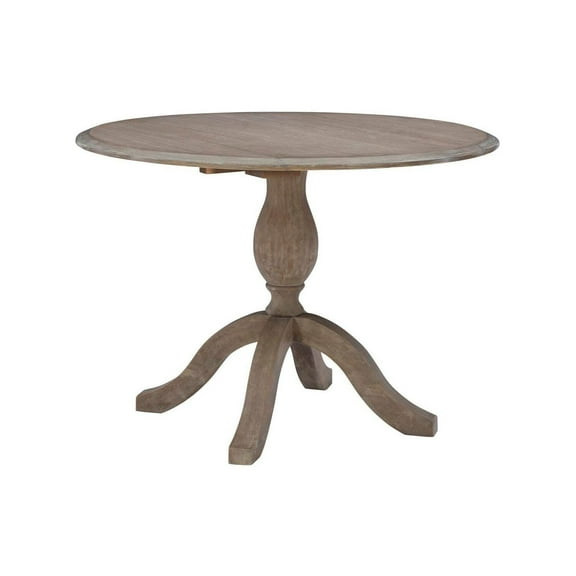 HomeStock Nordic Haven Drop Leaf Round Dining Table, Pedastal Base, Two Drop Leaves , Dining Room Furniture, Antique Rustic, 42"D x 42"W x 30"H