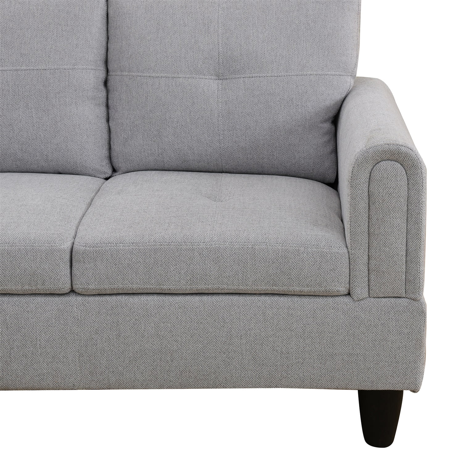 Hommoo Flannel 4-Seat Couch Sofa Set, L Shaped Couch Living Room Sofa Set, Sectional Sofa for Home, Apartment, Dorm, Grey(Without Ottoman)
