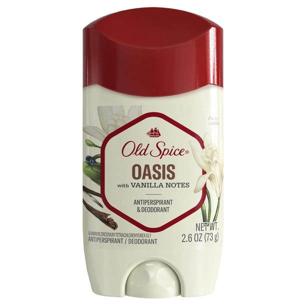 Old Spice Antitranspirante y desodorante para hombres Aroma Oasis con notas de vainilla 2.6 oz