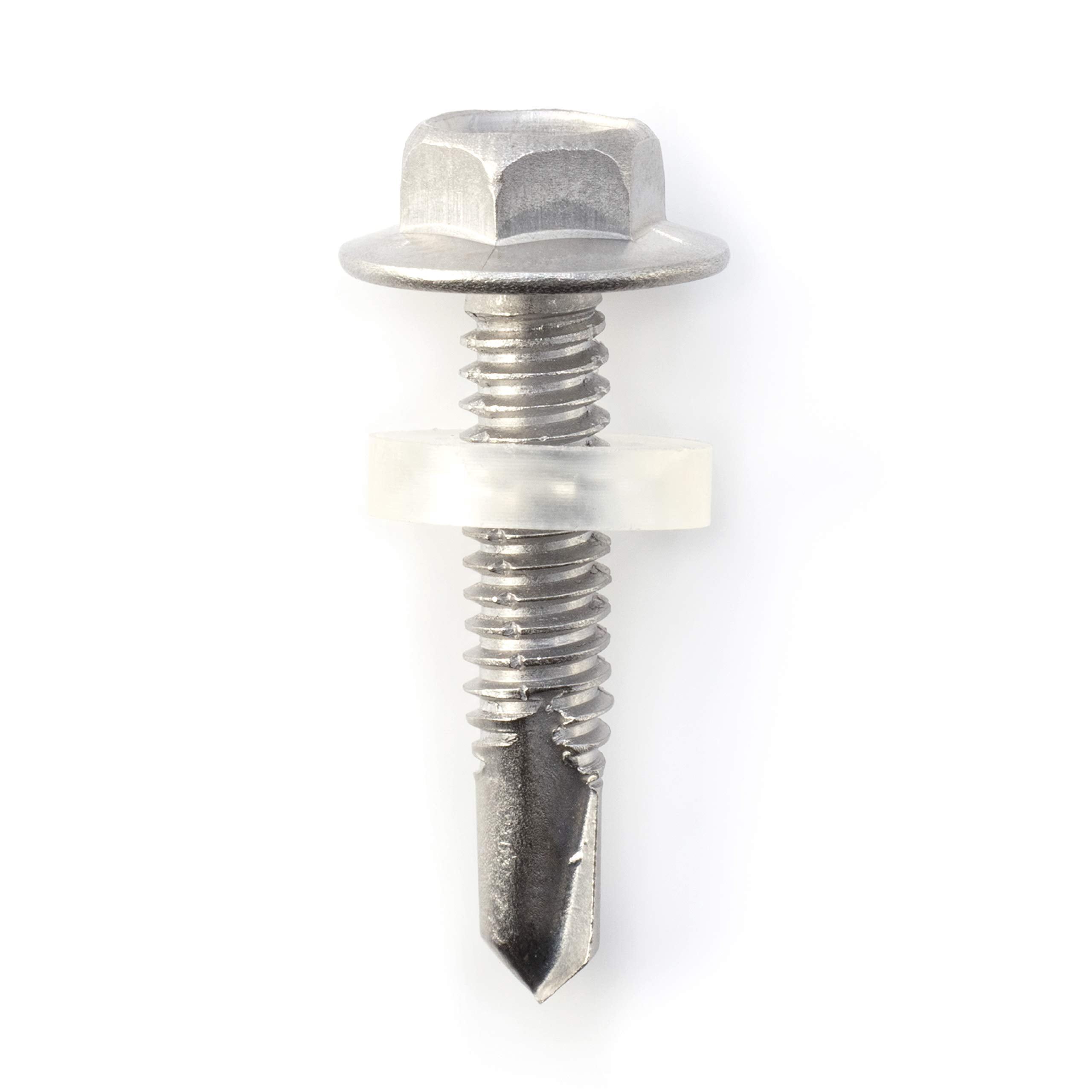 THE CIMPLE CO - 100pc Stainless Steel Self Drilling Tapping Screws #12 x 1" Hex Washer Head