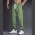 thumbnail image 2 of Ceisia Men Solid Color Loose Casual Pants Elastic Waist Drawstring Sports Gift Work Trousers, 2 of 4