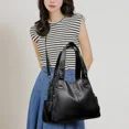 thumbnail image 4 of Bolsos de mano de piel sintética suave auténtica para mujer, bolso de hombro vintage, bolso de mano de diseñador de lujo para mujer, bolsos de mano de gran capacidad, Sac A Main, 4 of 5