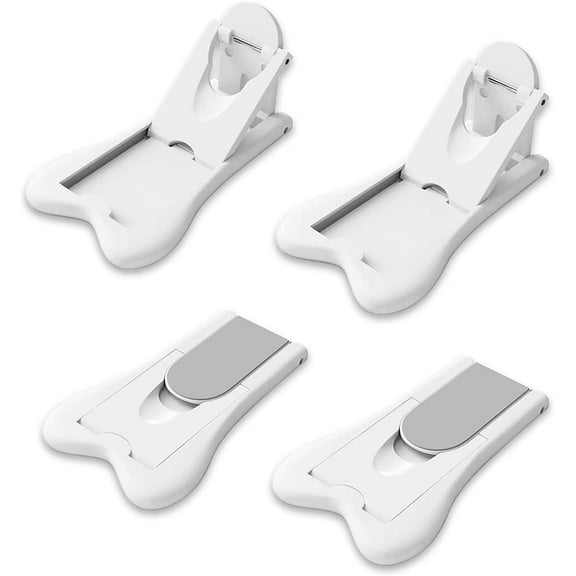 4 Pack Child Safety Sliding Door Locks White Childproof Bathroom Patio Kitchen Shutters Closets Windows Sliding Door Lock, No Screws or Drills